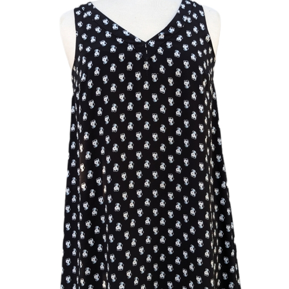 Ann Taylor LOFT Black Floral Print Sleeveless V-Neck Dress X-Small XS - Picture 1 of 6